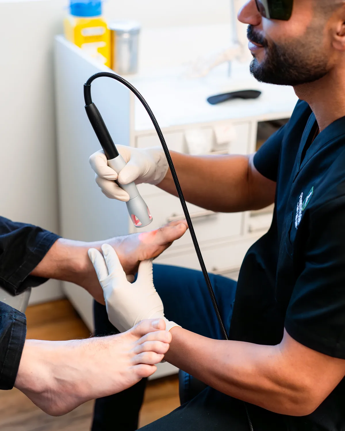 Advanced in-house therapy being delivered to a patient's foot at Penrith Podiatry