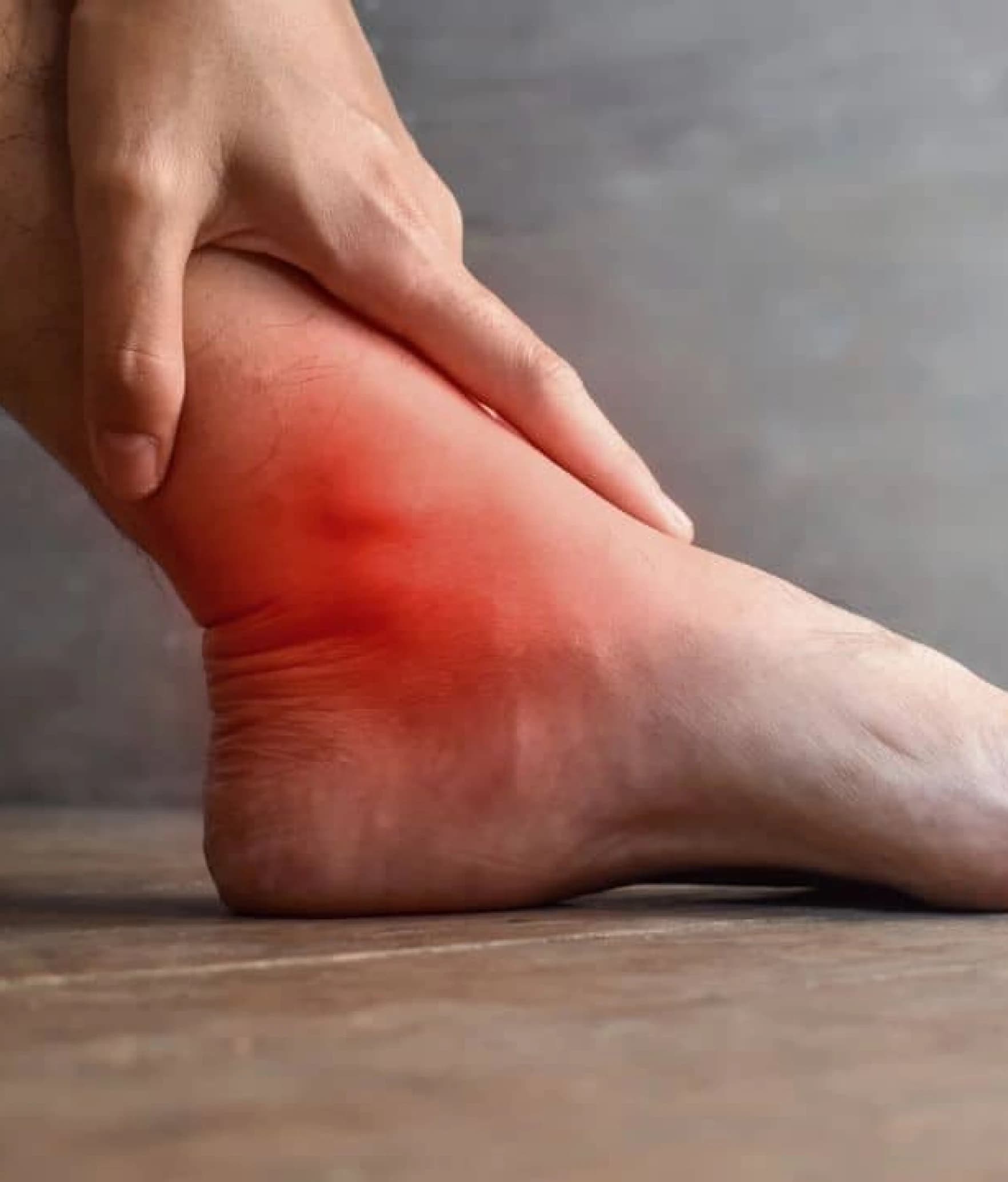 The outer ankle highlighted, where ligament damage leads to instability