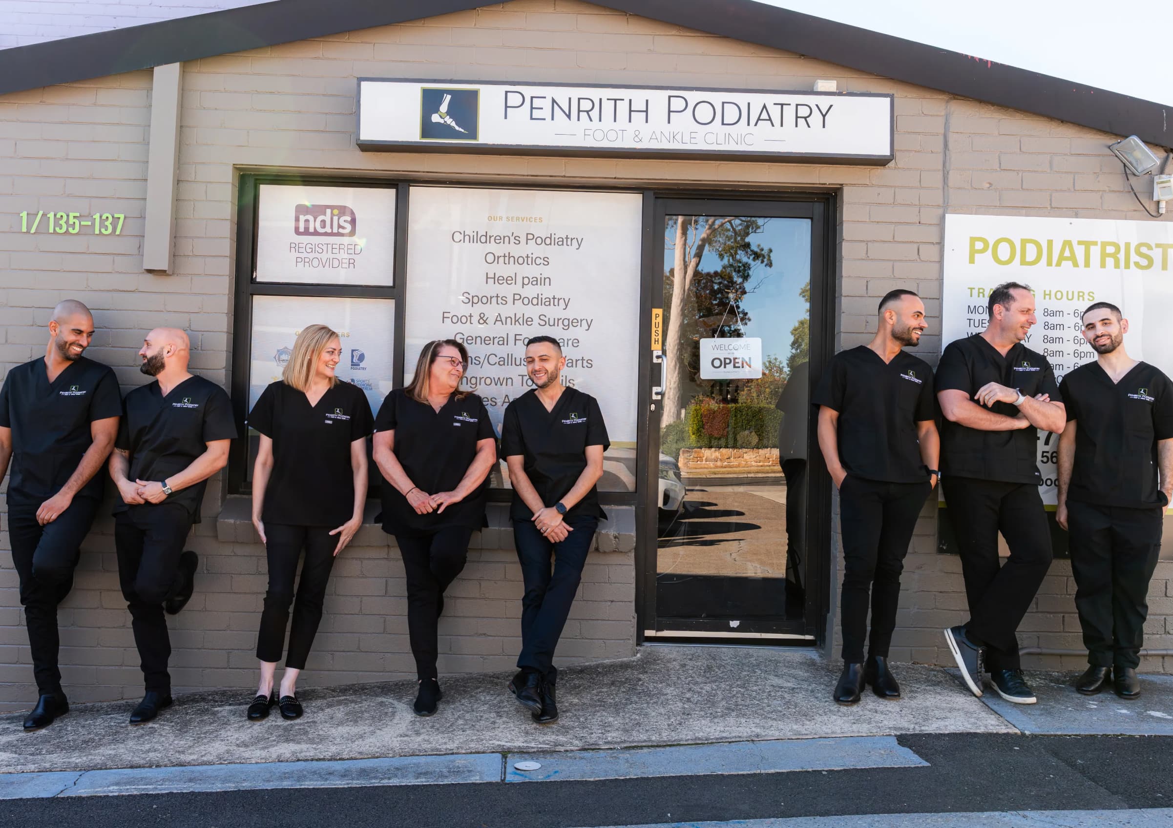 The Penrith Podiatry Foot and Ankle Clinic team outside the High Street clinic, serving Emu Plains
